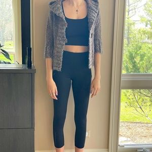 Free People Gray Hoddie Sweater 3/4 Sleeves with Button Size Small